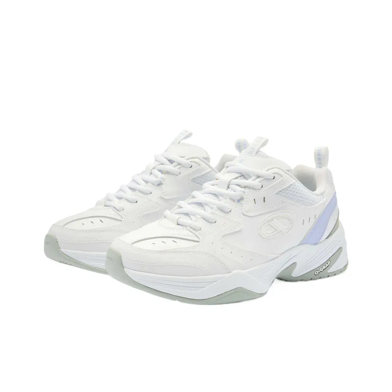 QIAODAN Source born Abrasion Resistant Waterproof Cushioning Low Top Chunky Sneakers Women's White Purple-2
