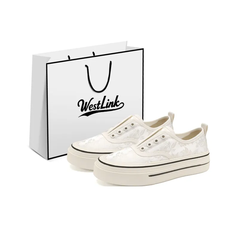 WESTLINK Anti Slip Wear Resistant Low Top Skateboard Shoes Women's Beige-0