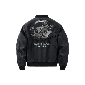 VIP Embroidery Workwear Multi Pocket Baseball Collar Padded And Thickened Puffer Jacket Coat Unisex Black