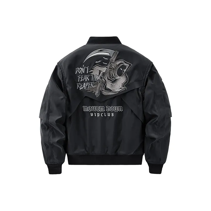 VIP Embroidery Workwear Multi Pocket Baseball Collar Padded And Thickened Puffer Jacket Coat Unisex Black-0