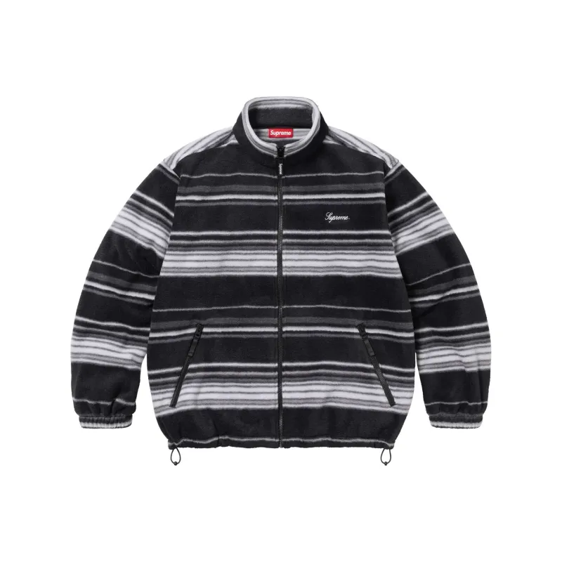 Supreme Stripe Zip Up Fleece Jacket-4