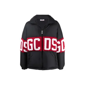 GCDS FW21 Letter Colorblock Lapel Down Jacket Men's Black