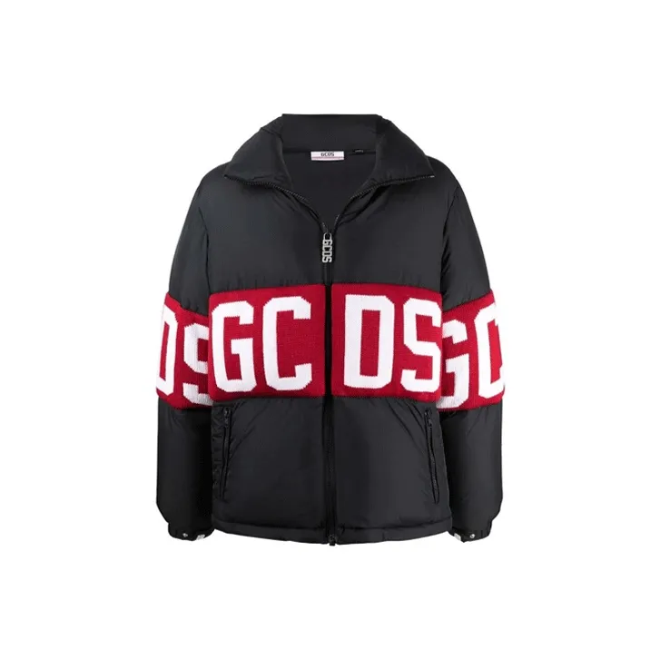 GCDS FW21 Letter Colorblock Lapel Down Jacket Men's Black-0