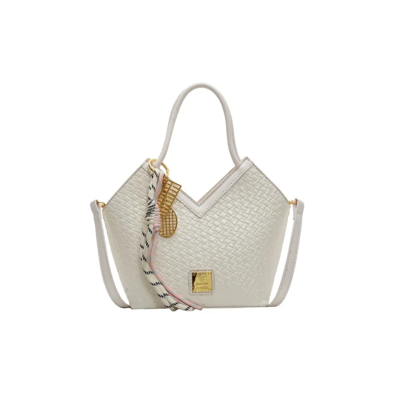 Yalu PU Basket Bag, One Shoulder Handbag Women's Silver/Blue/Ecru/Pink/Black-15