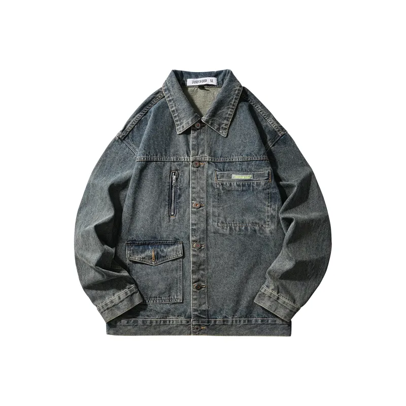 JASONWOOD Cowboy On The Run Denim Jacket Men's Vintage Blue-0