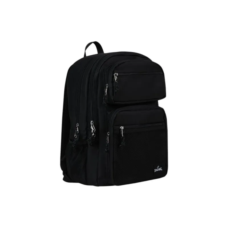 SPALDING Polyester Zipper Multi Pocket Compartment Storage Backpack Laptop Bag Tubas Unisex Black-1