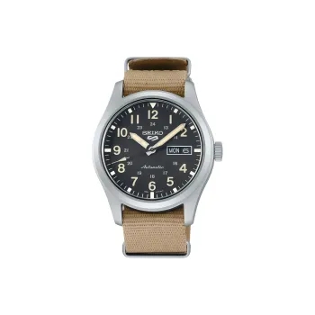 SEIKO 5 Sports Collection Automatic/Manual Mechanical Movement Nylon Strap Watch 39.4mm Men's Watches Black Dial