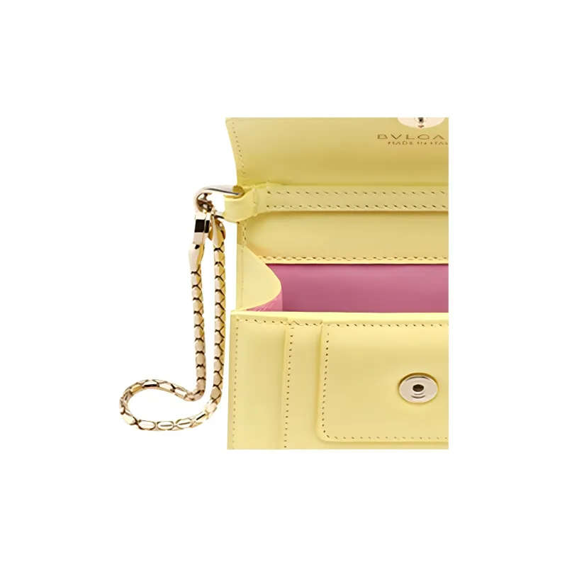 BVLGARI Serpenti Reverse Calfskin Pendant Bag Accessories Women's Yellow-3