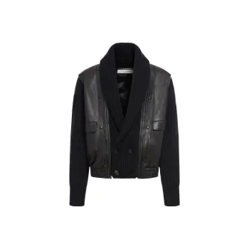 SAINT LAURENT Shawl neck Panelled Leather Jacket