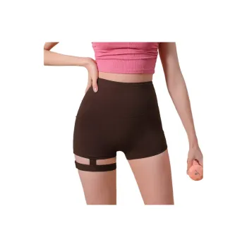 GUAILILUOLI Yoga Shorts Women's Dark Coffee
