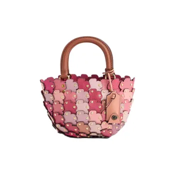 COACH Recycled Material Tote Bag, Shopping Bag, Shoulder Bag, Crossbody Bag, Handbag Medium Size Women's Pink & Fuchsia