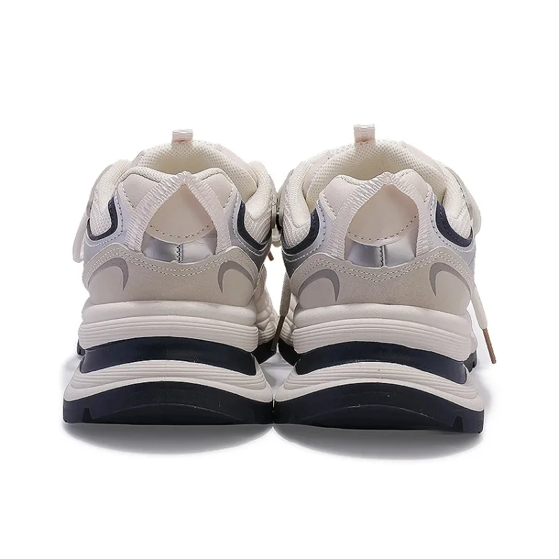 Shen Linsen Shock Absorbers With Slip Resistant Features Low Top Chunky Sneakers Women's Beige Blue-5