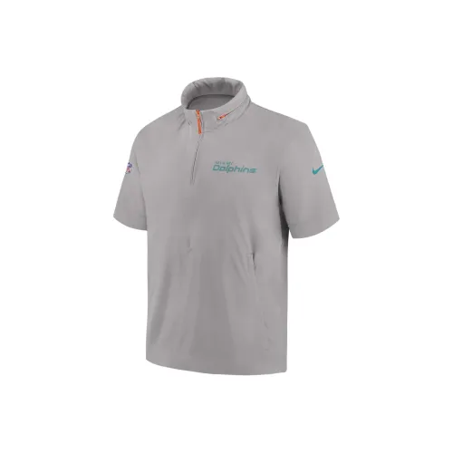 Nike Miami Dolphins Sideline Coach Men's Nike Nfl 1/2 Zip Short Sleeve Hooded Jacket