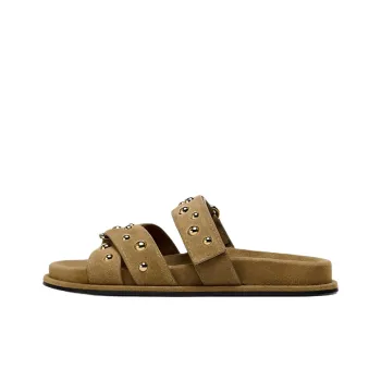 ZARA Slip Resistant Slide Slippers Women's Dark Brown Yellow