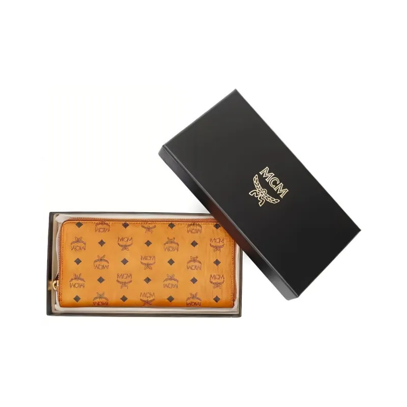 MCM Essential Visetos Origina Canvas Wallet Women's Brown Cognac-3