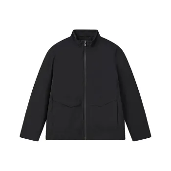FILA Solid Color Stand Collar Loose Fit Puffer Jacket Men's Jet Black