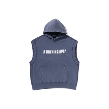 A BATHING APE Studded Garment Dye Logo Sleeveless Pullover Hoodie