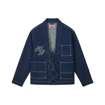 KENZO Japanese Denim Kimono Embroidered Jacket