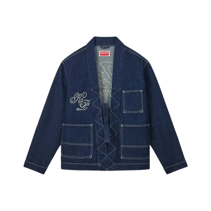 KENZO Japanese Denim Kimono Embroidered Jacket-0