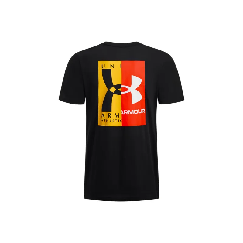 Under Armour T Shirt Men's Black/White/Campus Gold-1