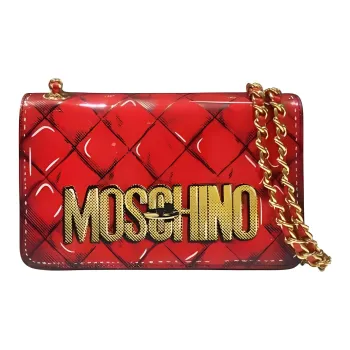 MOSCHINO Genuine Leather Crossbody Bag Shoulder Bag Women's Red