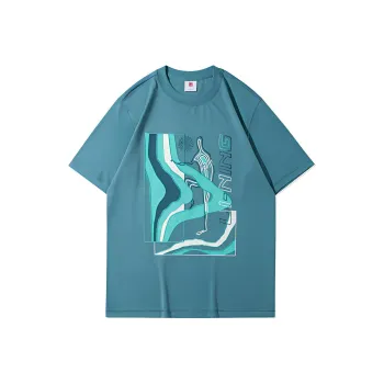 LiNing T Shirts Men Lake Blue