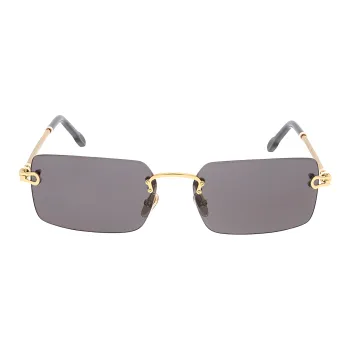 FRED Metal Gold-Plated Rectangular Sunglasses Unisex Gold/Black
