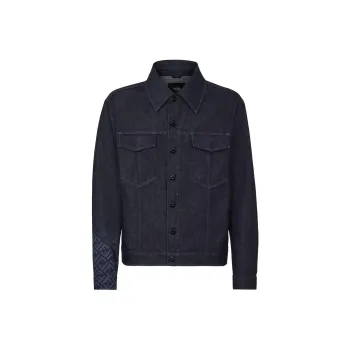 FENDI Logo Monogram Detailed Denim Jacket