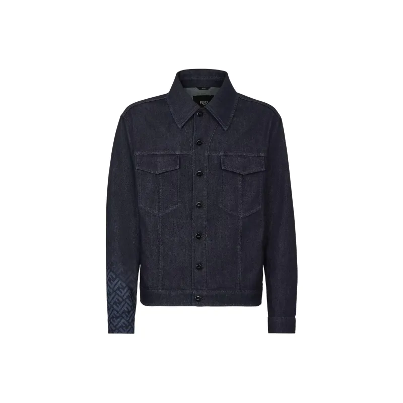 FENDI Logo Monogram Detailed Denim Jacket-0