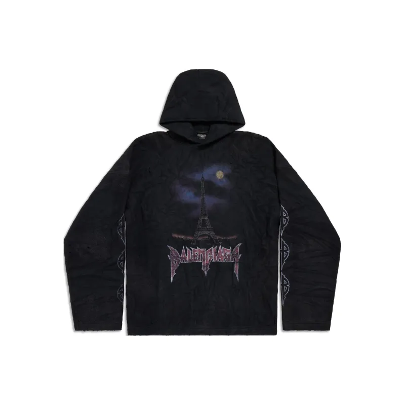 Balenciaga Paris Moon Crinkled Hoodie Large Fit-0