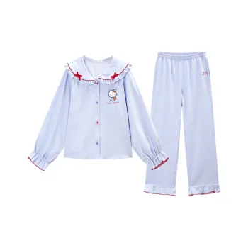 GUKOO Hello Kitty Pajama Set Women's Light Gray Blue