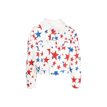 ERL Star Print Faux fur Collar Denim Jacket