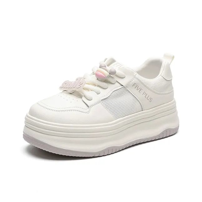FIVE PLUS Low Top Skateboard Shoes Women's Ecru-1