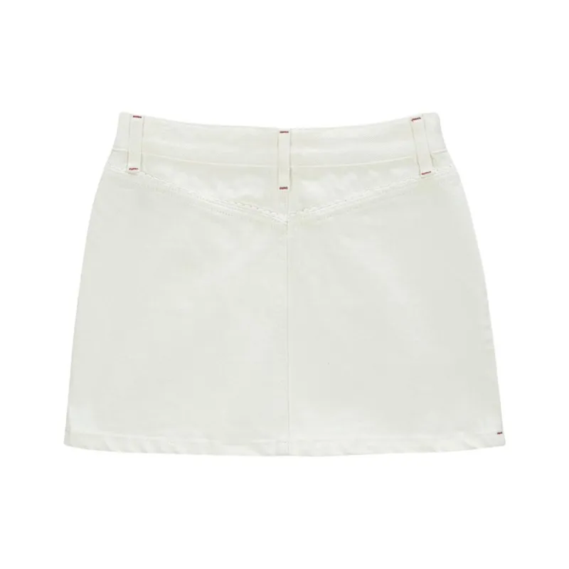 Asif calie Denim Short Skirts Women's White-1