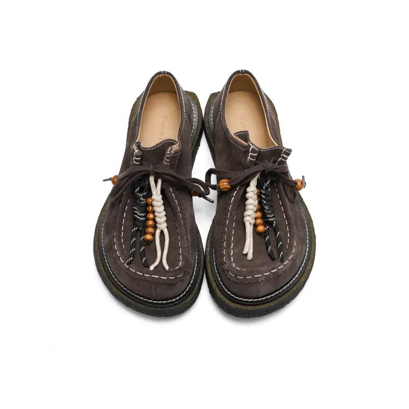 CROOKED CARD Lightweight Height Increasing Low Top Casual Shoes Men's Coffee-5