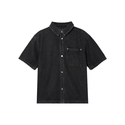 Jordan Men's Logo Collared Button Up Denim Jacket Black