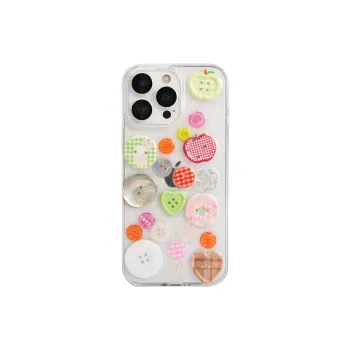 Sopi Acrylic Material Transparent Glue Drip Button Phone Cases Compatible With IPhone 16/15 Pro Max/Apple 13/14 Pro/Max