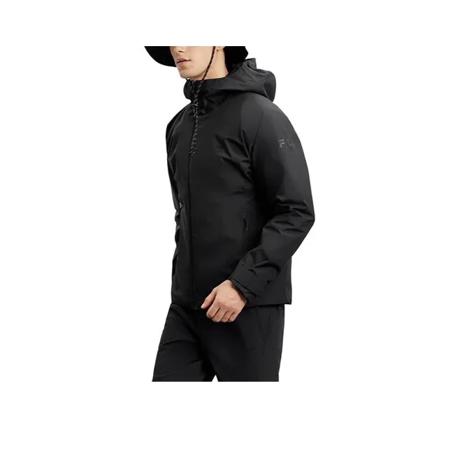 FILA Outdoor Hiking Waterproof, Windproof, And Breathable Windbreaker Jacket Men's Pitch Black-0