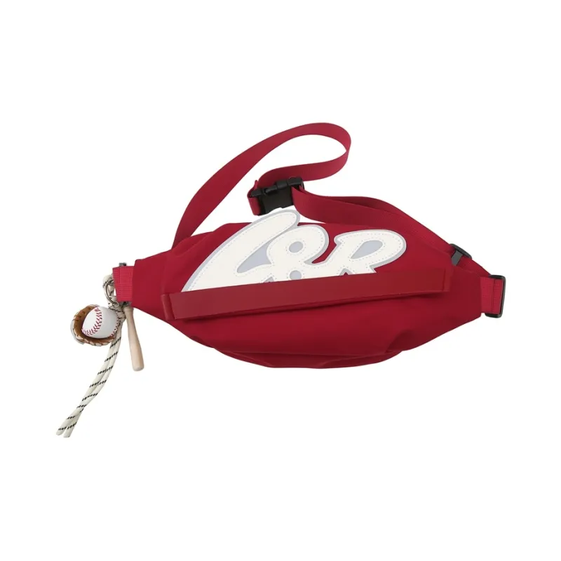 Kaka Tree Nylon Sling Bag, Shoulder Bag, Fanny Pack, Crossbody Bag Unisex Black/Red/Ecru-8