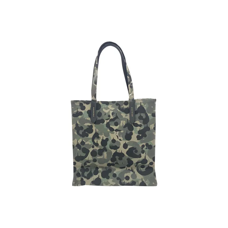 COACH Coated Canvas With Leather Tote Bag, Shopping Bag, Canvas Bag, Handbag Tubas Women's Army Green & Black-1