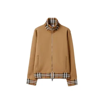 Burberry Check Trim Viscose Blend Track Jacket
