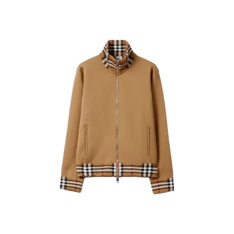 Burberry Check Trim Viscose Blend Track Jacket-0