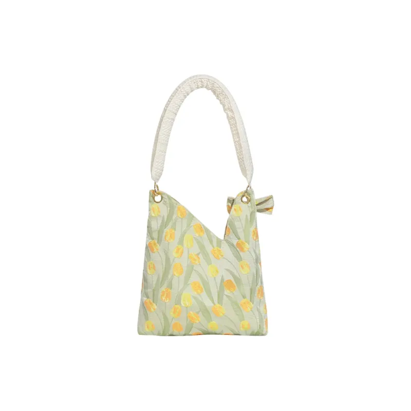 SHORT HAIR GIRL Knitted Fabric Shoulder Bag Regular Women's Green-1