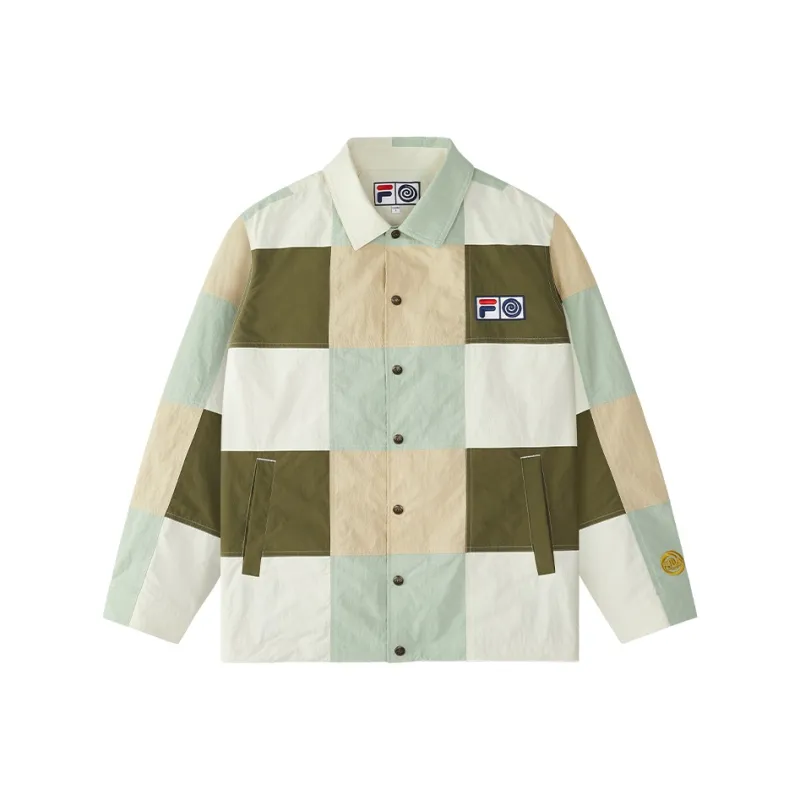 FILA FUSION x Round Two Jackets Coats Men's Beige Repair Color-0