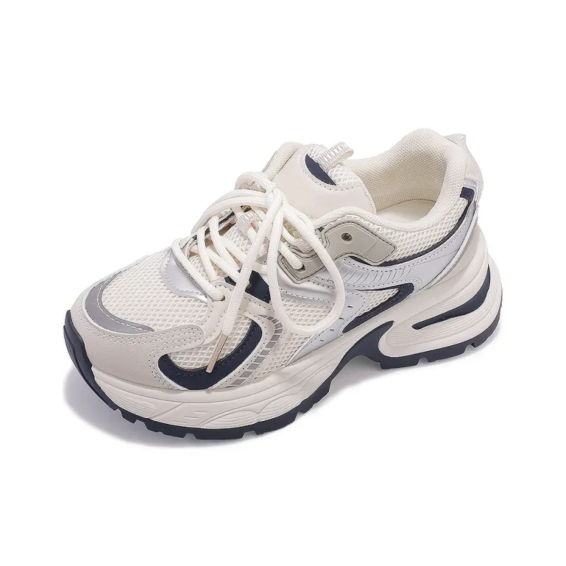 Shen Linsen Shock Absorbers With Slip Resistant Features Low Top Chunky Sneakers Women's Beige Blue-2