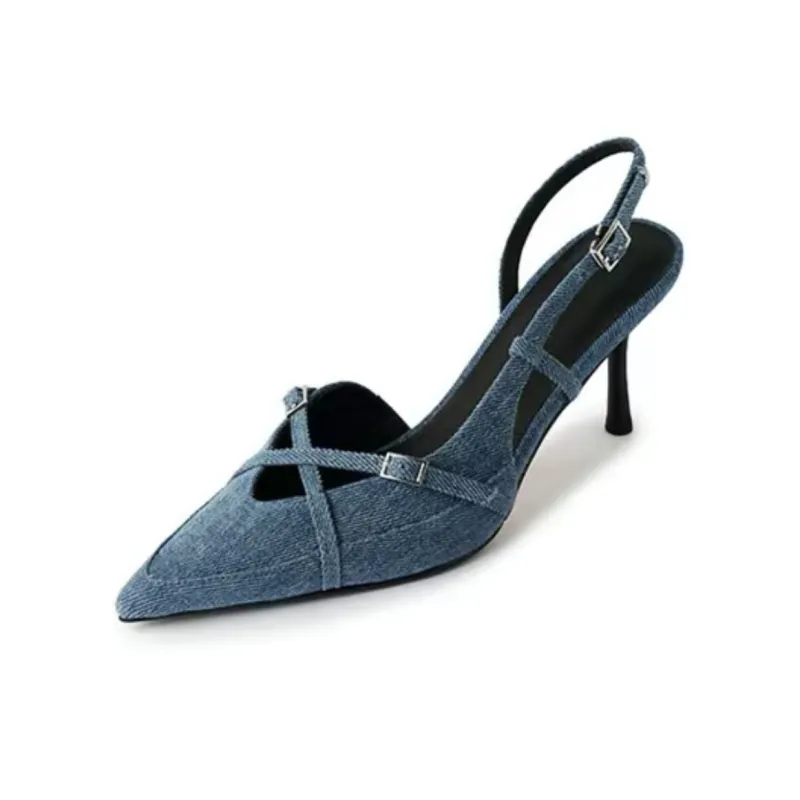 SHUXI Slim Heel High Heels Women's Light Blue-0