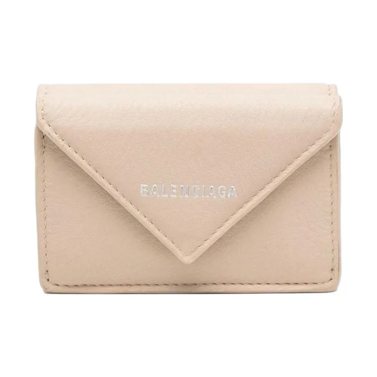 Balenciaga PAPIER Cow Leather Wallet Mini Women's Sandy Beige-0