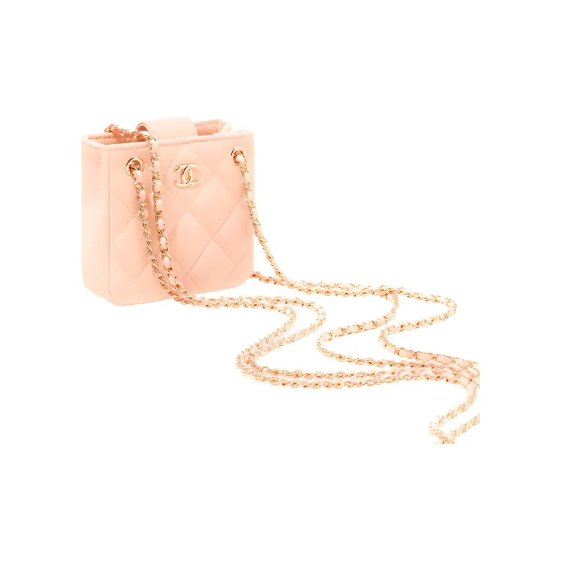 CHANEL Sheepskin Clutch, Coin Purse, Shoulder Bag, Crossbody Bag Women's Pink-1