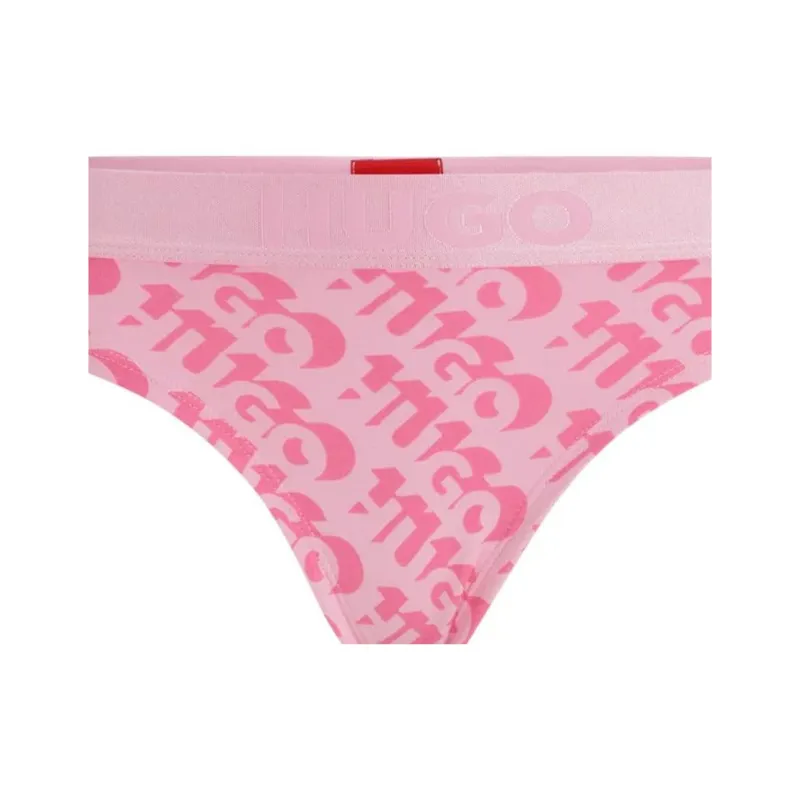 HUGO BOSS Stretch-Cotton Thong With Repeat Logos Underpants Women's Pink-1