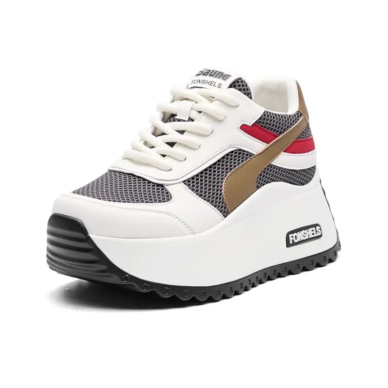 NRDROFFICIAL Cushioning Abrasion Resistant Lightweight Breathable Slip Resistant Low Top Chunky Sneakers Women's-5
